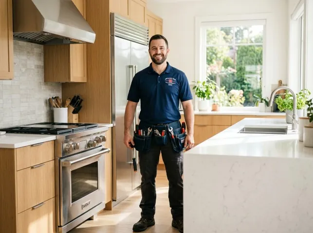 Appliance Repair Hero technician in a Alsip, IL kitchen after an appliance repair